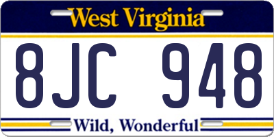 WV license plate 8JC948