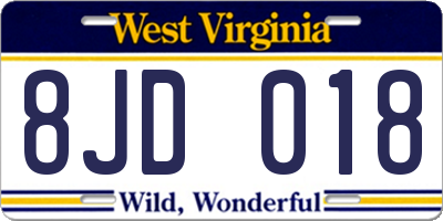 WV license plate 8JD018