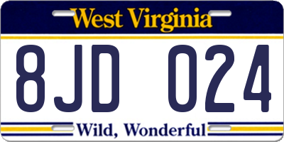 WV license plate 8JD024