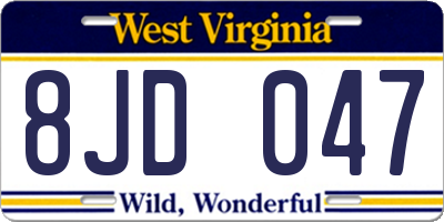 WV license plate 8JD047