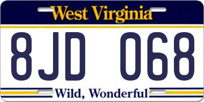 WV license plate 8JD068