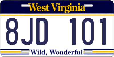 WV license plate 8JD101