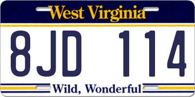 WV license plate 8JD114