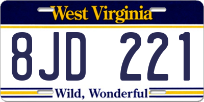 WV license plate 8JD221