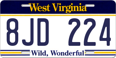 WV license plate 8JD224
