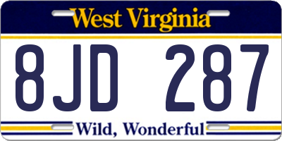 WV license plate 8JD287