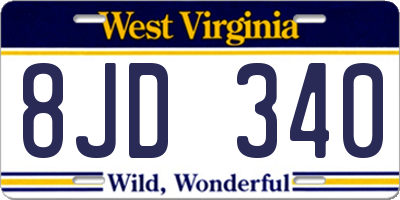 WV license plate 8JD340