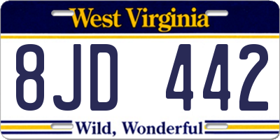 WV license plate 8JD442