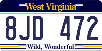 WV license plate 8JD472