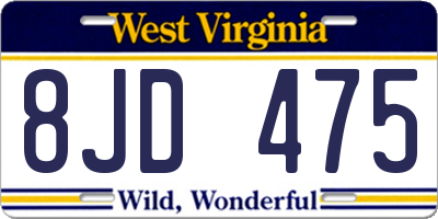 WV license plate 8JD475