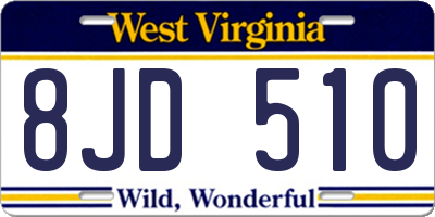 WV license plate 8JD510