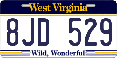 WV license plate 8JD529