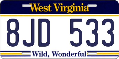 WV license plate 8JD533