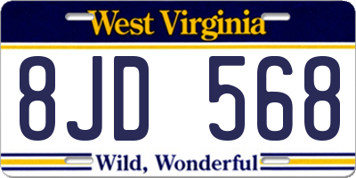 WV license plate 8JD568
