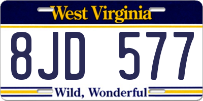 WV license plate 8JD577