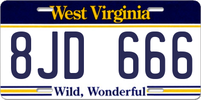 WV license plate 8JD666