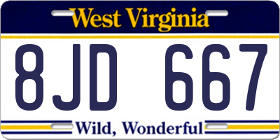WV license plate 8JD667