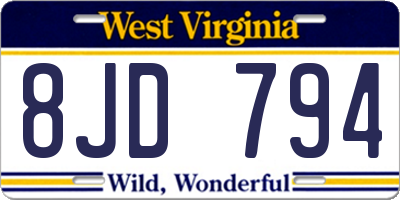 WV license plate 8JD794