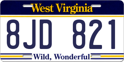 WV license plate 8JD821