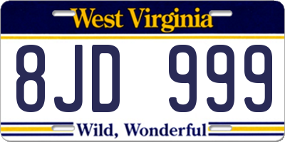 WV license plate 8JD999