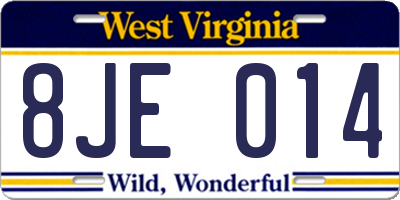 WV license plate 8JE014