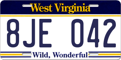 WV license plate 8JE042