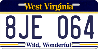 WV license plate 8JE064