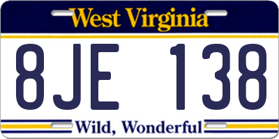 WV license plate 8JE138