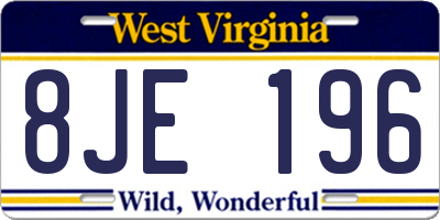 WV license plate 8JE196