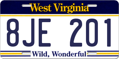 WV license plate 8JE201