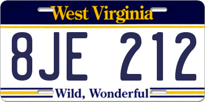 WV license plate 8JE212
