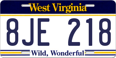 WV license plate 8JE218