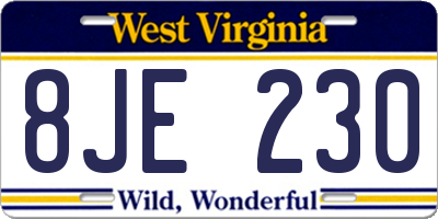 WV license plate 8JE230