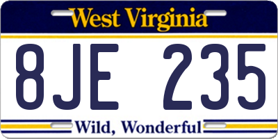 WV license plate 8JE235