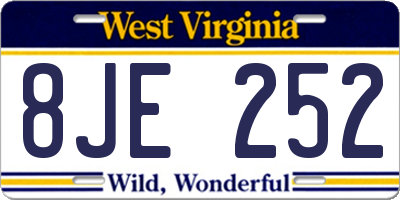 WV license plate 8JE252