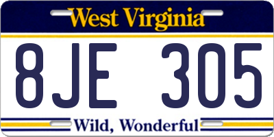WV license plate 8JE305