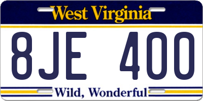 WV license plate 8JE400