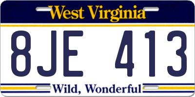 WV license plate 8JE413