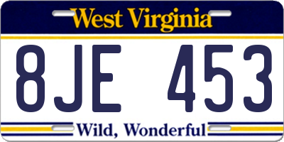 WV license plate 8JE453