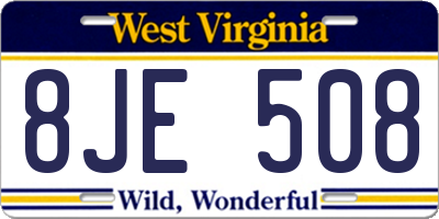 WV license plate 8JE508