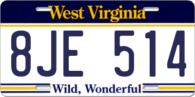 WV license plate 8JE514
