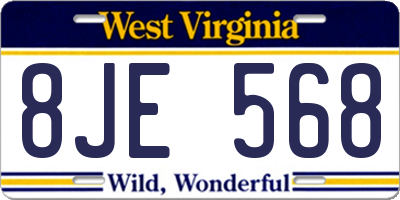 WV license plate 8JE568