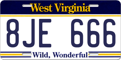 WV license plate 8JE666