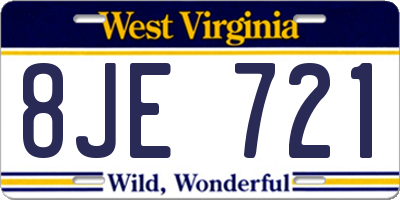 WV license plate 8JE721