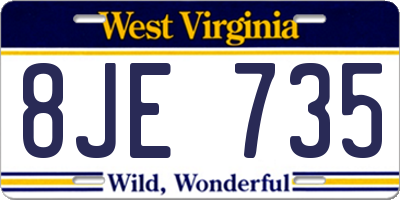 WV license plate 8JE735