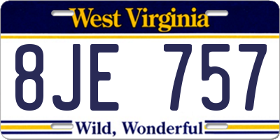WV license plate 8JE757