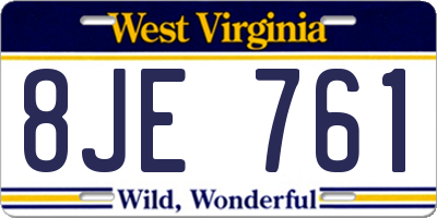 WV license plate 8JE761