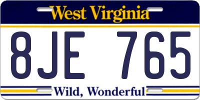 WV license plate 8JE765