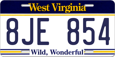 WV license plate 8JE854