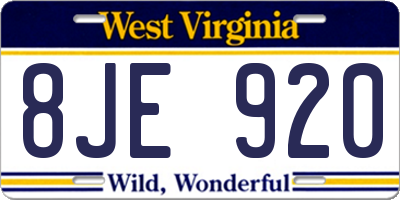 WV license plate 8JE920